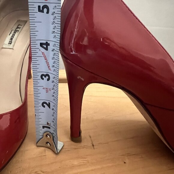 L.K. Bennett Size 8 Red Stila Patent Leather Round Toe Stiletto Pump Court Heels - Picture 11 of 12